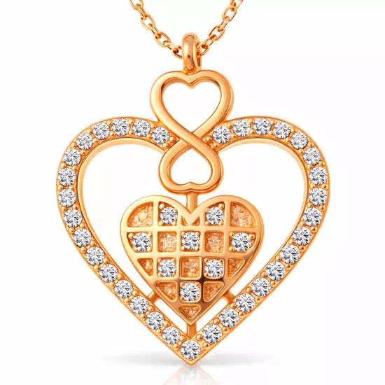 Gümüş Rose Kalp Sonsuzluk Kadın Kolye