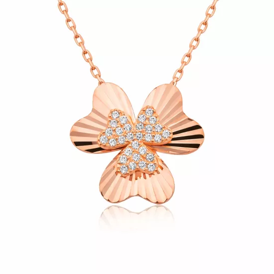 Silver Rose Heart Clover Women’s Necklace