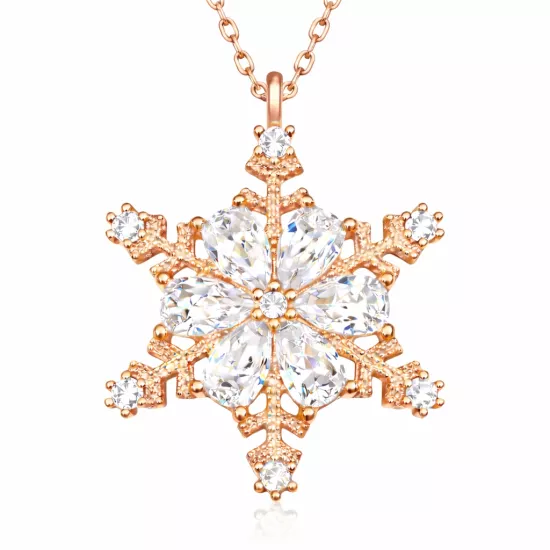 ​Gümüş Rose Kar Çiçeği Bayan Kolye