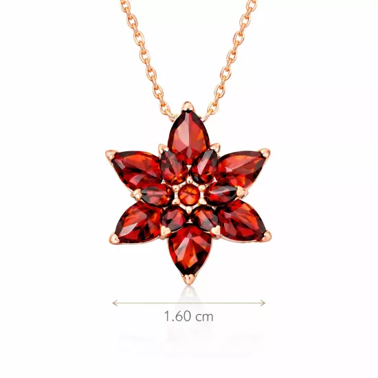 Silver Rose Red Lotus Flower Necklace