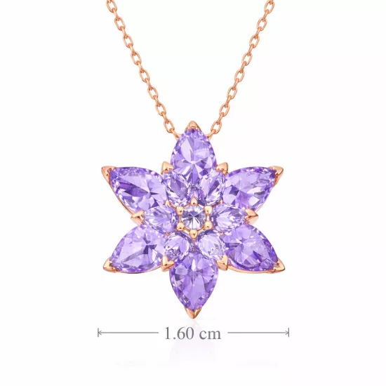 Silver Rose Lilac Lotus Flower Necklace