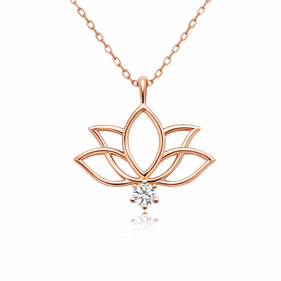Silver Rose Lotus Flower Women’s Necklace