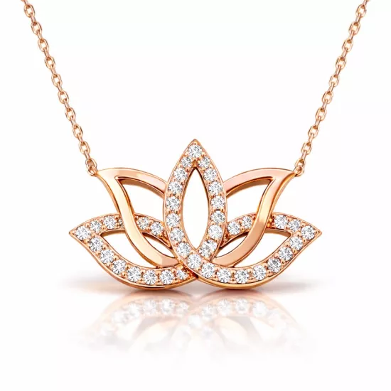 Silver Rose Lotus Flower Necklace