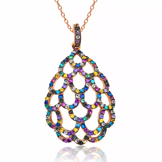 Silver Rose Colored Women’s Necklace