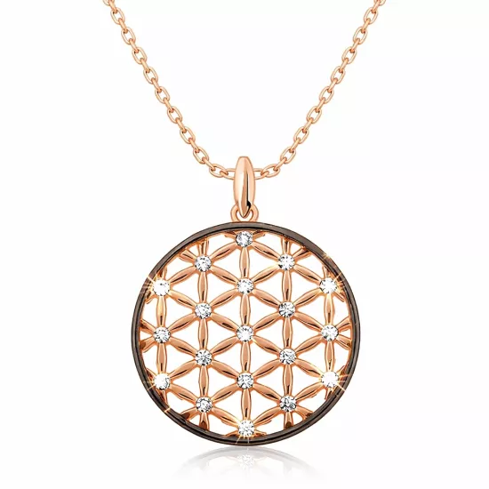 Silver Rose Flower of Life Necklace