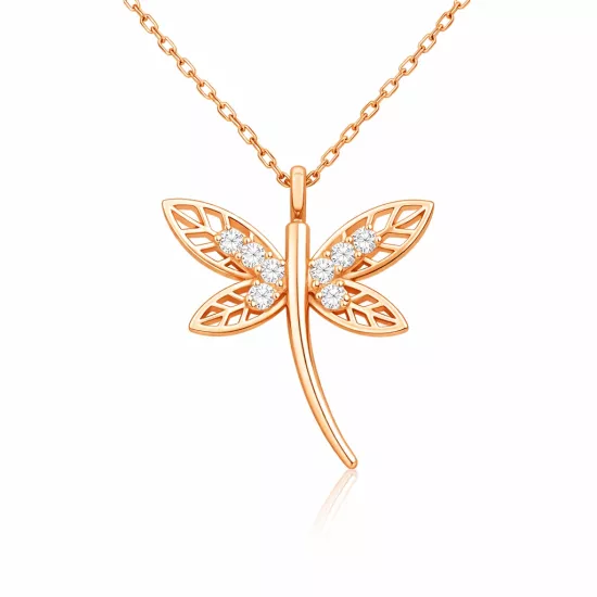 Silver Rose Dragonfly Women’s Necklace