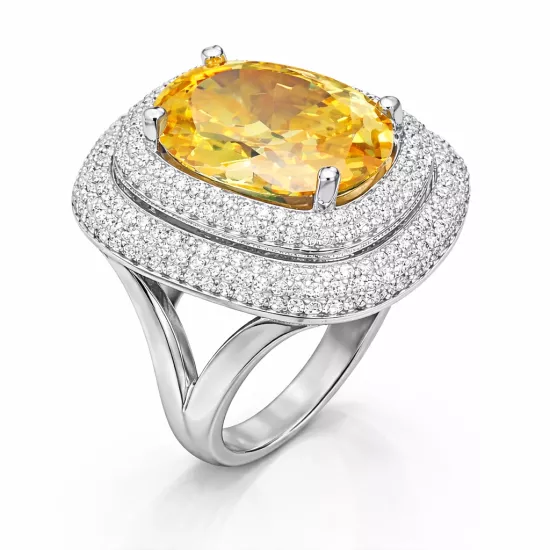 Silver Citrine Stone Women’s Ring