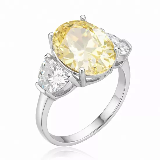 Silver Citrine Zircon Stone Women’s Ring
