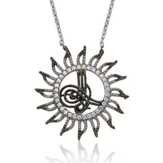 Silver Tughra Sun Necklace for Women