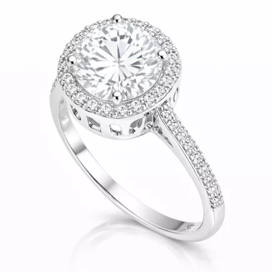 Silver Round Mounted Solitaire Set