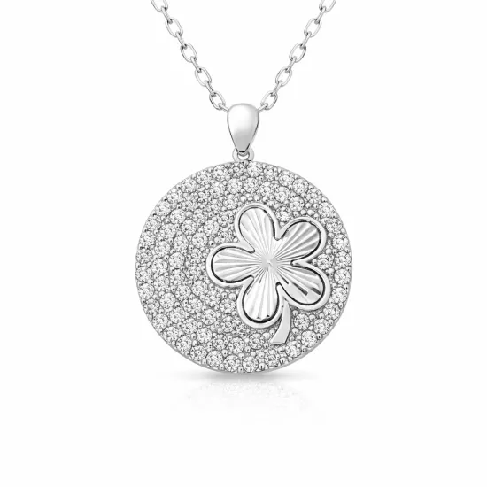 Silver Zircon Stone Clover Women’s Necklace