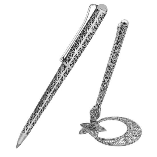 Silver Crescent Star Desktop Pen Holder