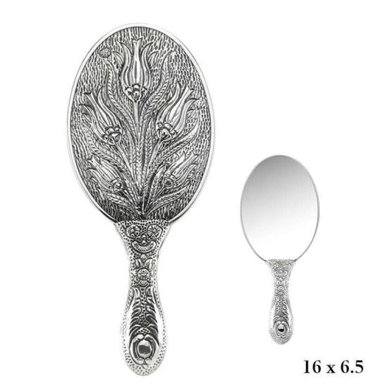 Tulip Motif Hand Mirror