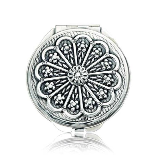 Silver Daisy Motif Covered Hand Mirror