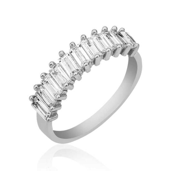 Silver Row Baguette Stone Women’s Ring