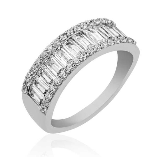 Silver Row Baguette Stone Women’s Ring