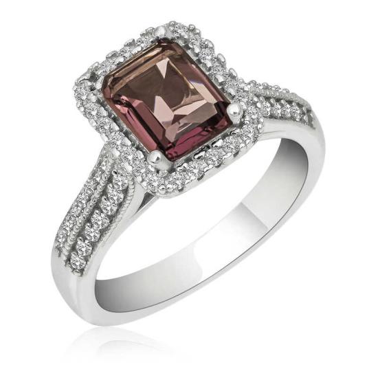 Silver Purple Baguette Stone Women’s Ring