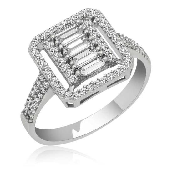 Silver Baguette Cut Women’s Ring