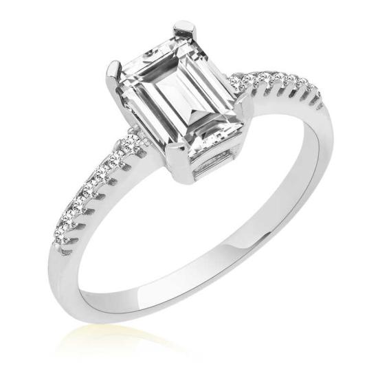 Silver White Baguette Stone Women’s Ring