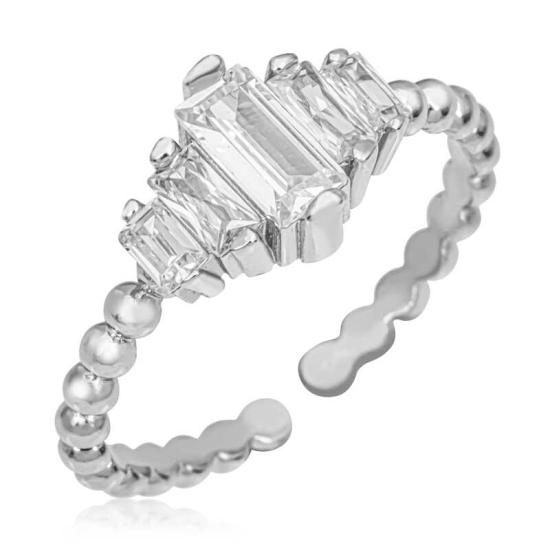 Silver Adjustable Baguette Women’s Ring