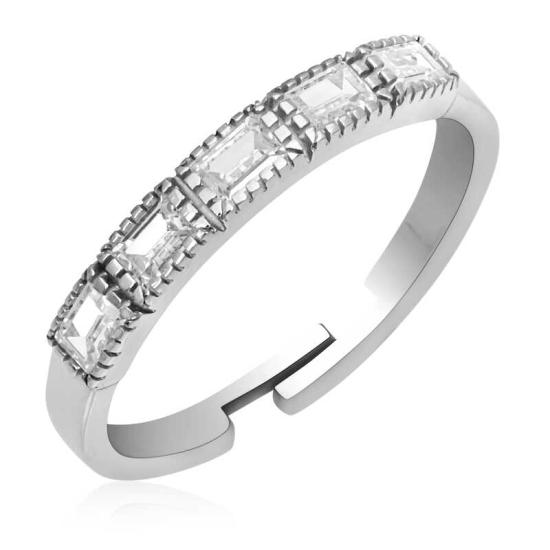 Silver Adjustable Baguette Women’s Ring