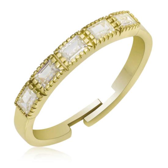 Silver Gold Adjustable Baguette Women’s Ring