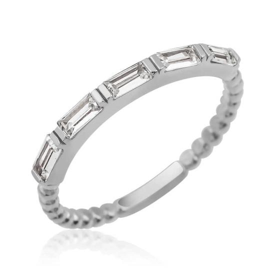 Silver Sequential Baguette Stone Women’s Ring
