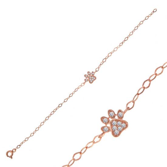 Silver Rose Cat Paw Women’s Bracelet