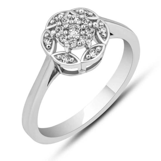 Silver White Zircon Stone Flower Women’s Ring