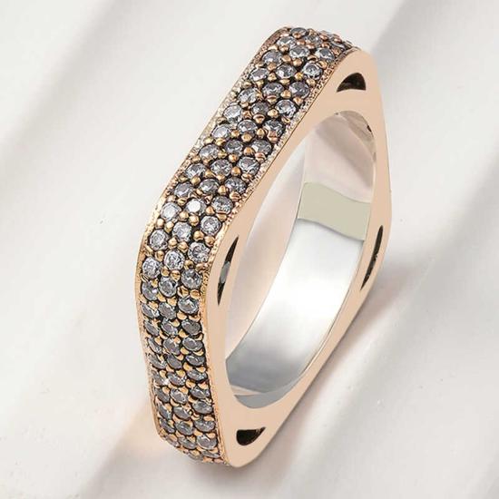 Silver 3 Row Square Eternity Ring for Women