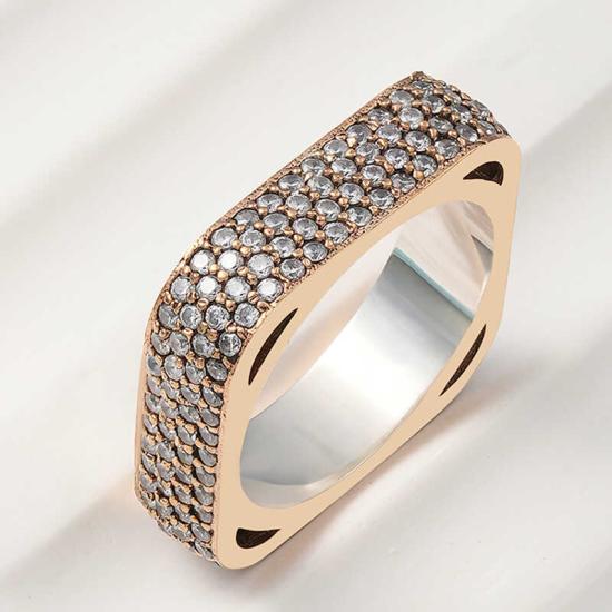 Silver 4 Row Square Eternity Ring for Women