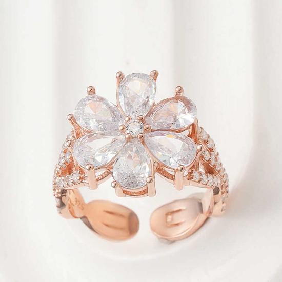 Silver Rose White Love Flower Women’s Ring