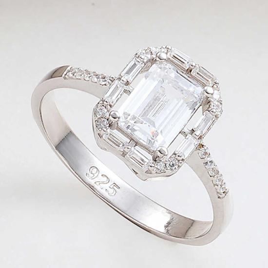 Silver White Baguette Stone Women’s Ring