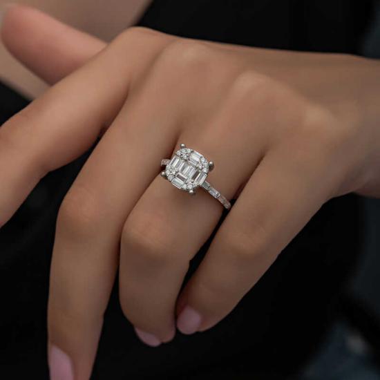 Silver Baguette Stone Women’s Ring