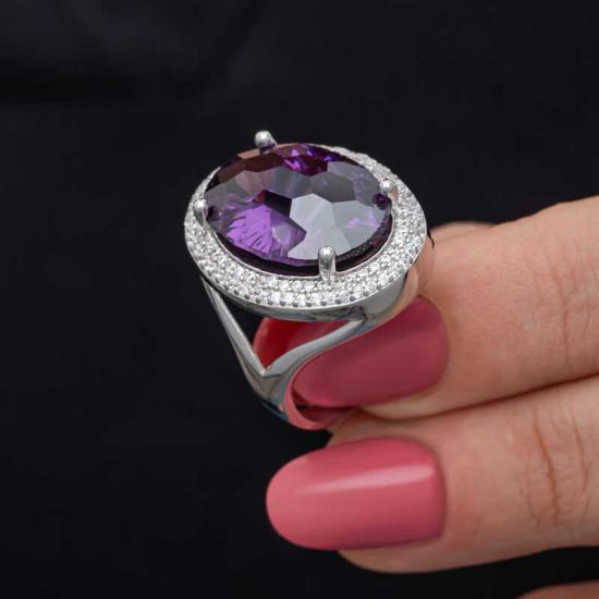 Silver Amethyst Stone Women’s Ring