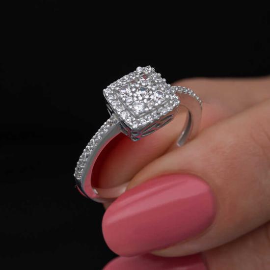 Silver Square Zircon Stone Women’s Ring