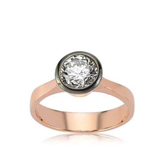 Silver Rose Diamond Mounted Single Stone Women’s Ring