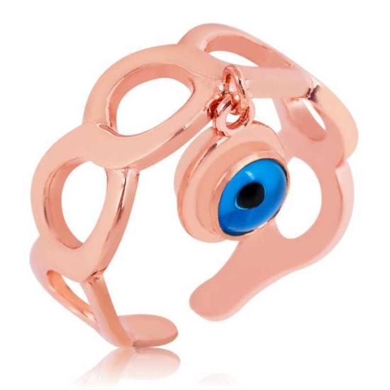 Silver Rose Adjustable Evil Eye Women’s Ring