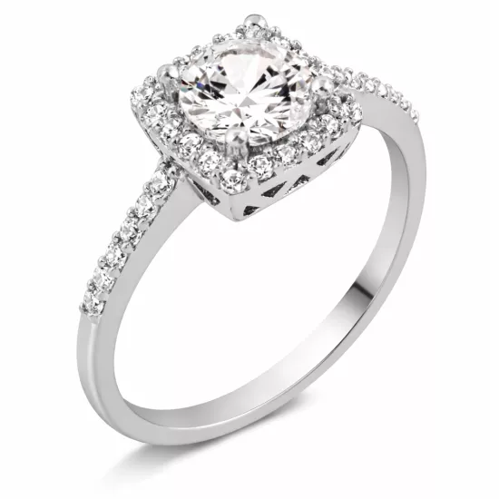 Gümüş Kare Tek Taş Bayan Yüzük