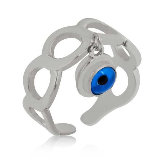 Silver Adjustable Evil Eye Women’s Ring