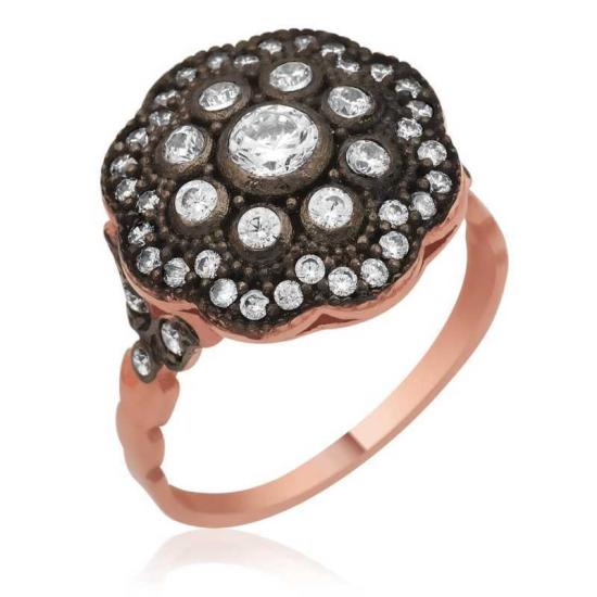 Silver Rose Diamond Mounted Flower Women’s Ring