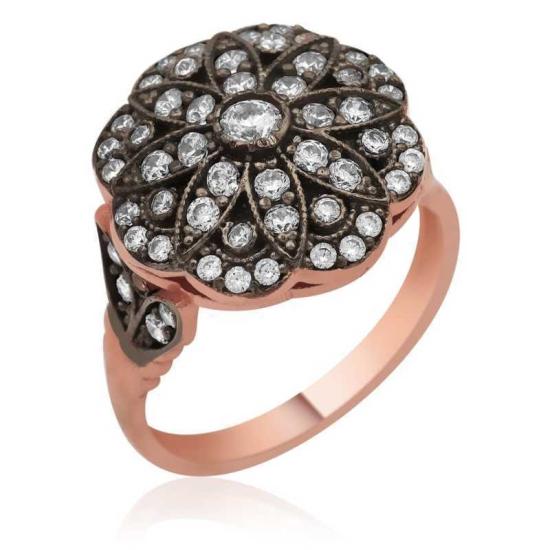 Silver Rose Diamond Mounted Flower Women’s Ring