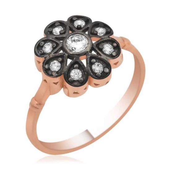 Silver Rose Diamond Mounted Flower Women’s Ring