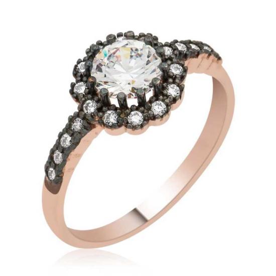 Silver Rose Diamond Mounted Women’s Ring