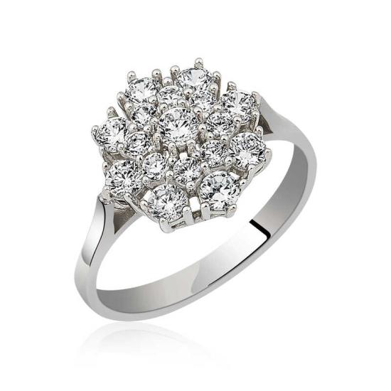 Silver Flower Patterned Women’s Ring