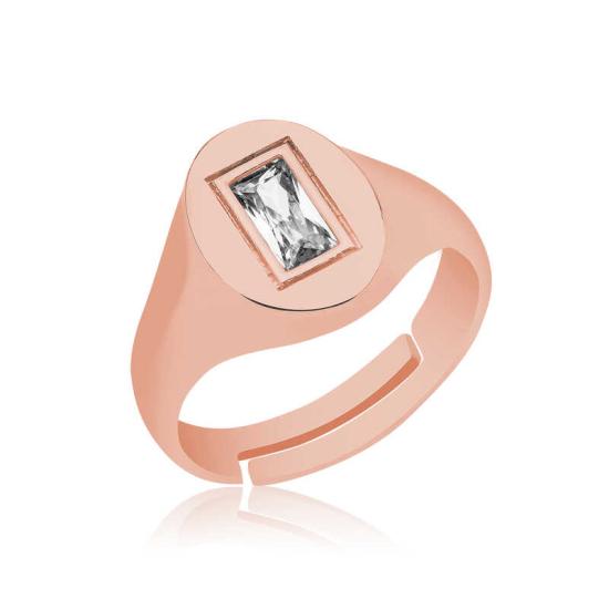 Adjustable Silver Rose Baguette Stone Knight Ring