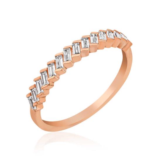 Silver Rose Row Baguette Stone Women’s Ring