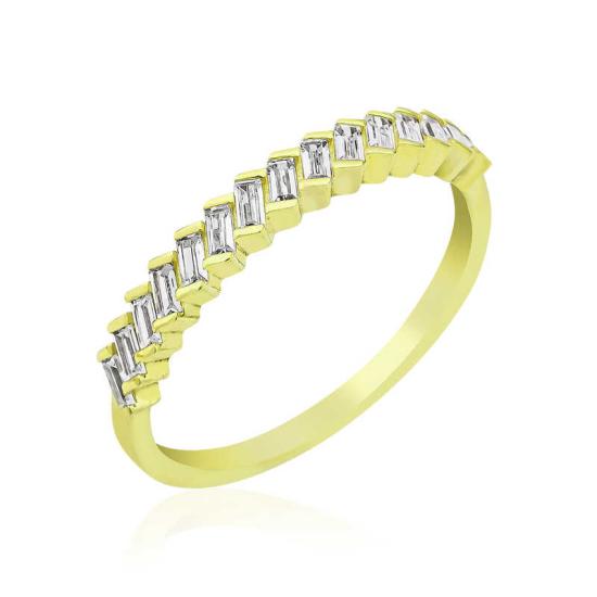 Silver Gold Row Baguette Stone Women’s Ring