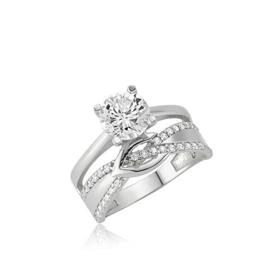 Silver Solitaire Knot Ring