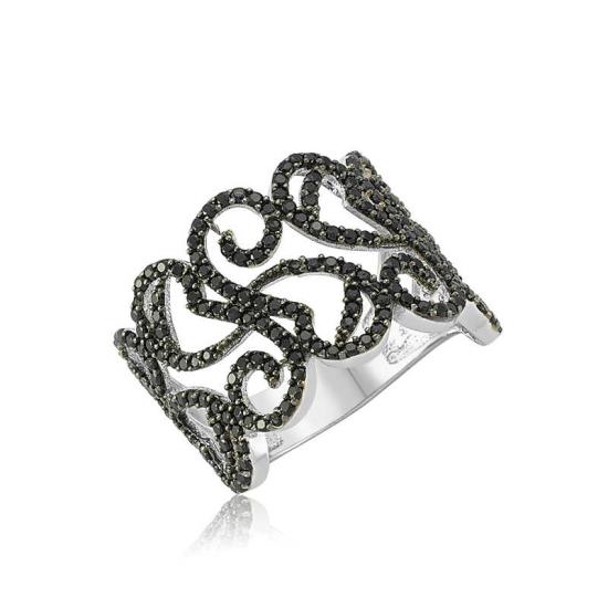 Silver Black Stone Women’s Ring